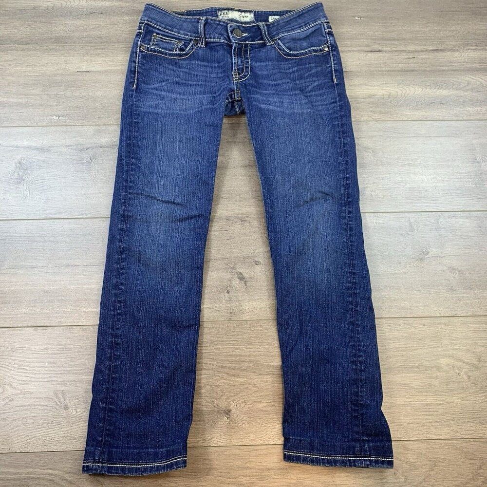 BKE Stella Low-Rise Straight Jeans Women’s 28 Blue Dark Wash Stretch 90s Y2K